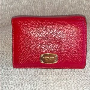 Michael Kors Red Pebble Leather Wallet